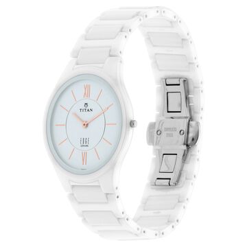 Titan Edge Ceramic Quartz in Arctic White Dial Watch for Men