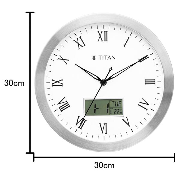 Titan Metallic Anadigi Wall Clock White Dial Color Silent Sweep Technology - 30 cm X 30 cm (Medium) - image number 3