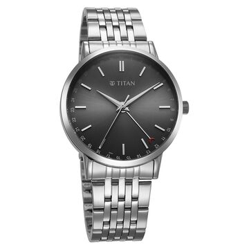 Titan Elegance Analog with Date by Hand and Dark Grey Dial Stainless Steel Strap Watch for Men