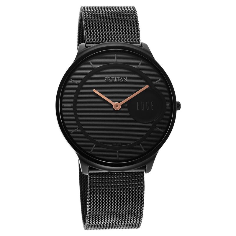 Titan Edge Slim Stainless Steel Black Dial Analog Watch for Men