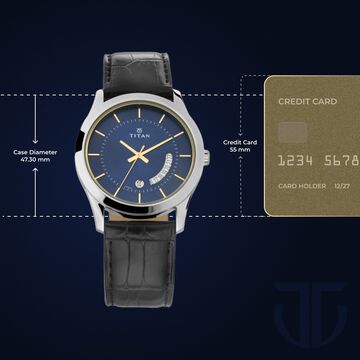 Titan Blue Dial Analog with Date Leather Strap watch for Men