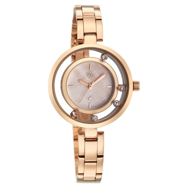 Vyb Starlet By Fastrack Quartz Analog Rose Mother of Pearl Dial Rose Gold Stainless Steel Strap Watch For Girls - image number 1