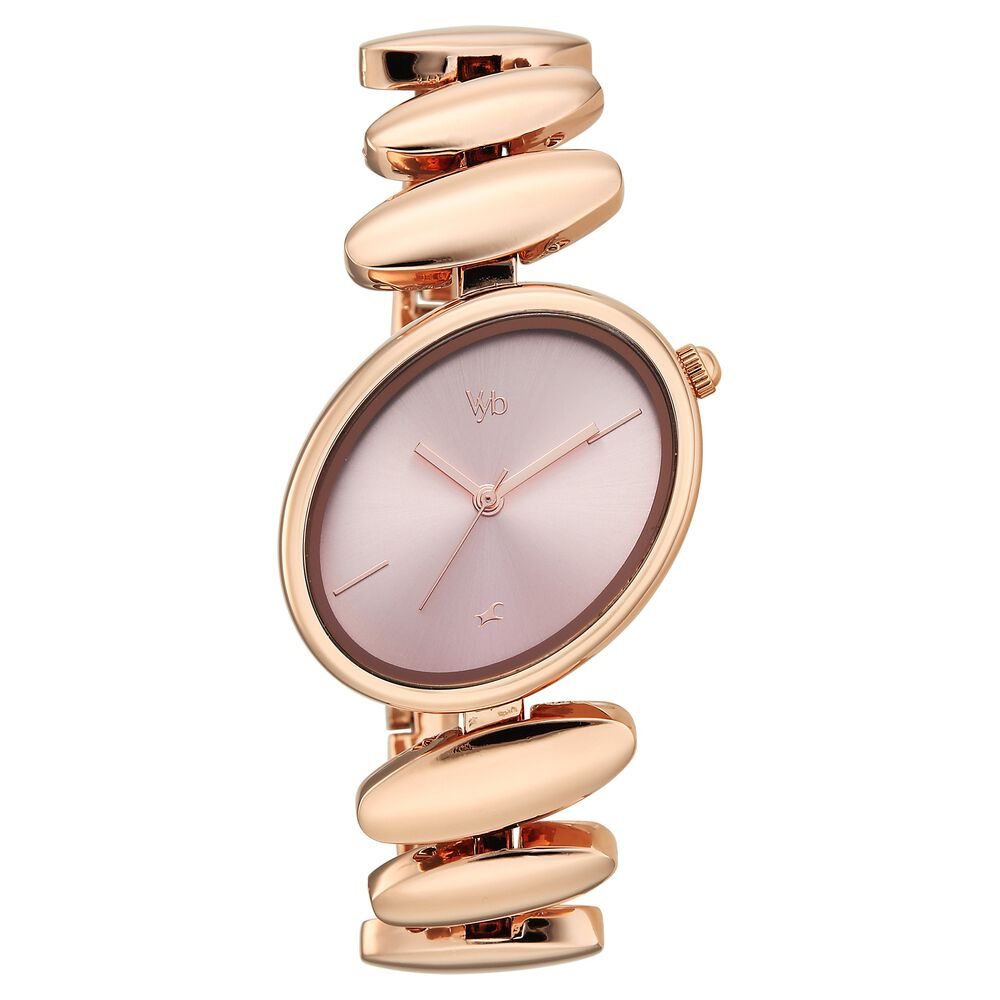 Vyb Successor By Fastrack Quartz Analog Pink Dial Rose Gold Metal Strap Watch For Girls