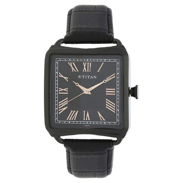 Titan Quartz Analog Black Dial Leather Strap Watch for Men - image number 0
