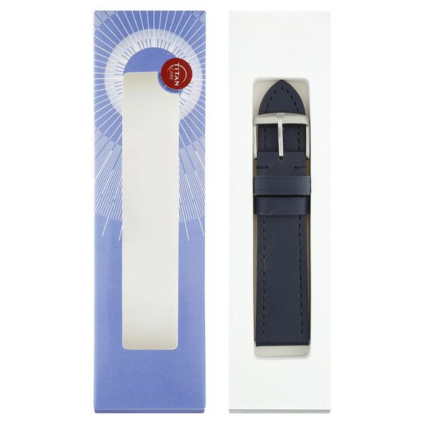 22 mm Blue Genuine Leather Strap for Men - image number 7