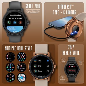 Fastrack Sleek Smartwatch 1.32" inch AMOLED Display, Sleek Design, Functional Crown, QR Hub, 24/7 Health Suite