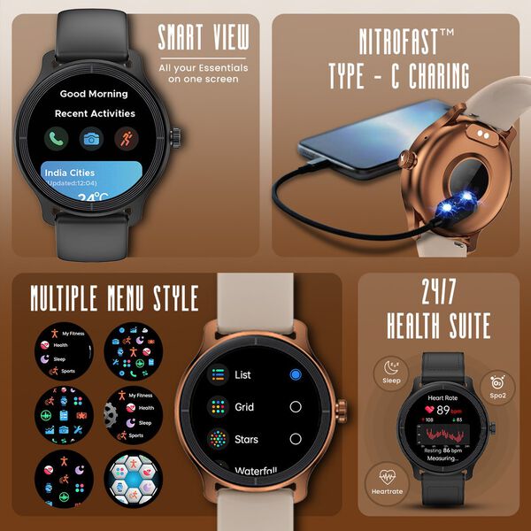 Fastrack Sleek Smartwatch 1.32" inch AMOLED Display, Sleek Design, Functional Crown, QR Hub, 24/7 Health Suite - image number 5