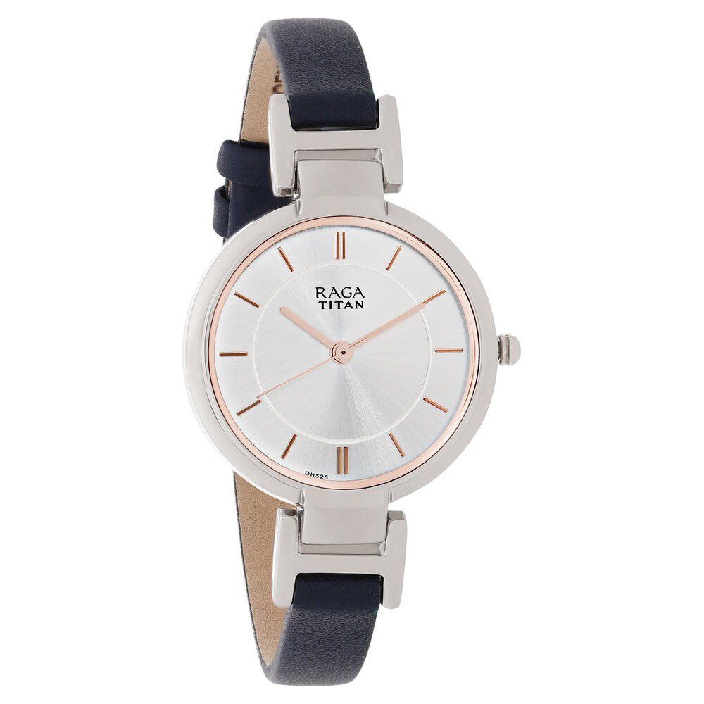 Buy Online Titan Raga Viva White Dial Analog Leather Strap watch