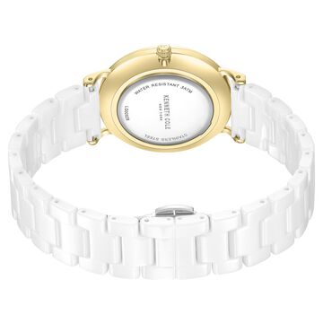 Kenneth Cole Quartz Analog White Dial White Ceramic Strap Watch For Women
