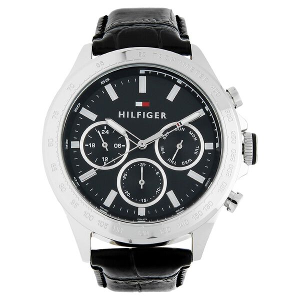Tommy Hilfiger Quartz Multifunction Black Dial Leather Strap Watch for Men - image number 0