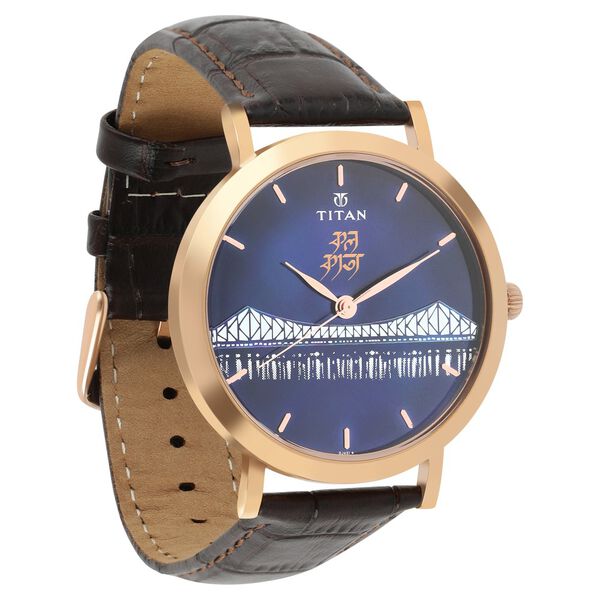 Titan Quartz Analog Mother of Pearl Dial Leather Strap Watch for Men - image number 1
