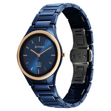Titan Edge Bicolour Quartz Analog Blue Dial Blue Ceramic Strap Watch For Women