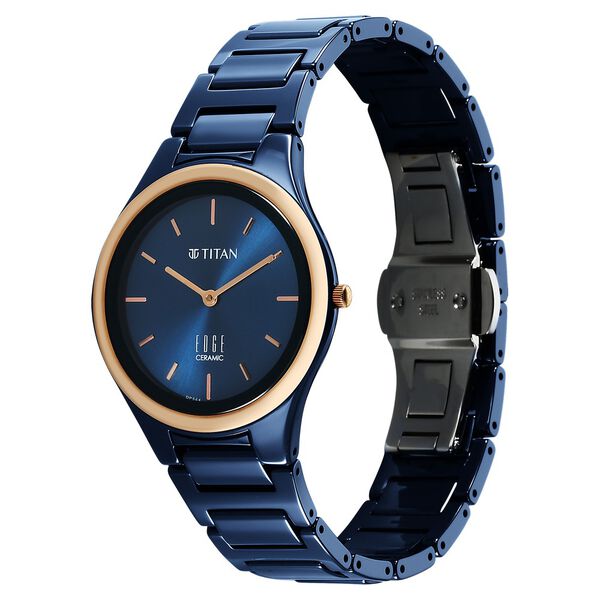 Titan Edge Bicolour Quartz Analog Blue Dial Blue Ceramic Strap Watch For Women - image number 2