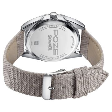 Poze By Sonata Quartz Analog White Dial Grey Nylon Strap Watch For Men
