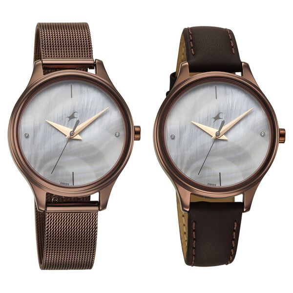 Fastrack 2X Edit Analog with Silver MOP Dial Interchangeable Strap Watch for Girls - image number 2