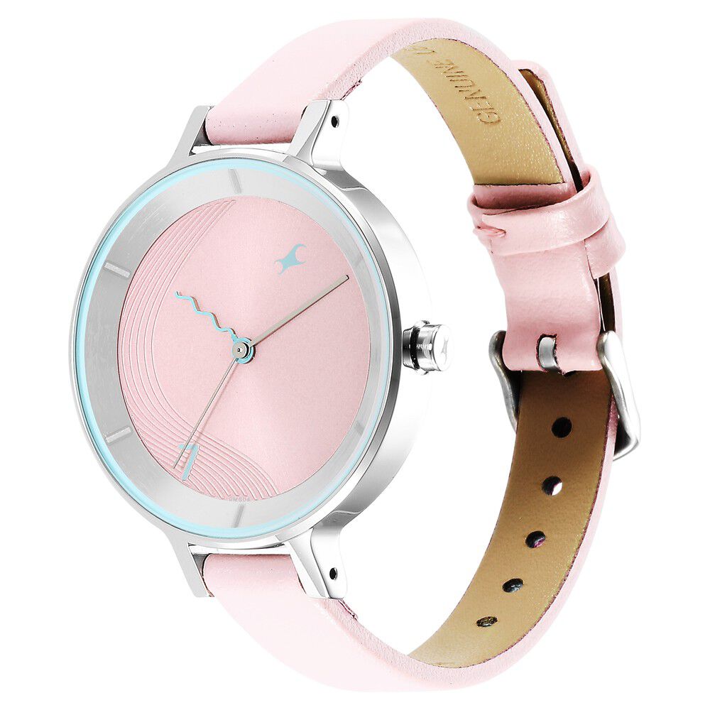 Buy Online Fastrack Stunners Quartz Analog Pink Dial Leather Strap