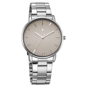 Fastrack Stunners X Quartz Analog Beige Dial Stainless Steel Strap Watch For Guys