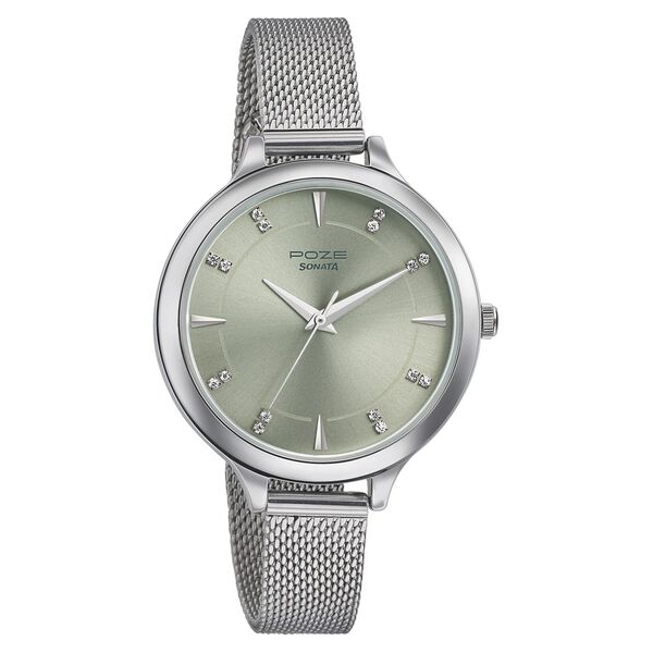 Sonata Poze Quartz Analog Green Dial Stainless Steel Strap Watch for Women - image number 1