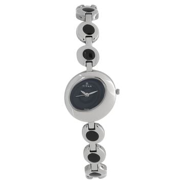 Titan Quartz Analog Black Dial Metal Strap Watch for Women