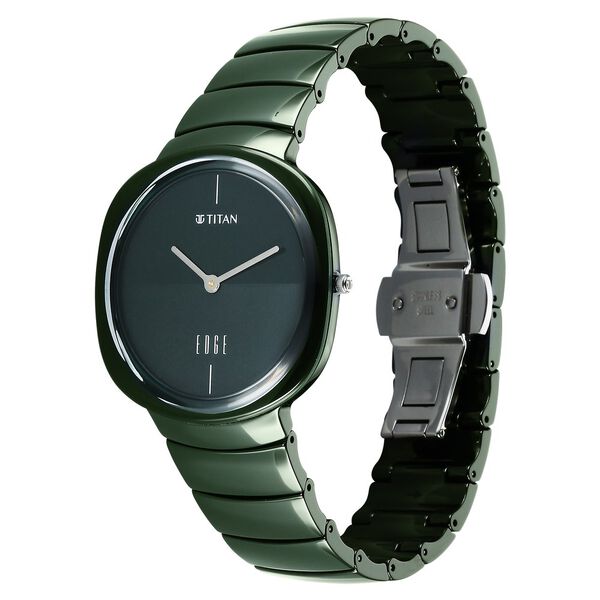 Titan Squircle Camo Quartz Analog Green Dial Ceramic Strap Watch For Unisex - image number 2