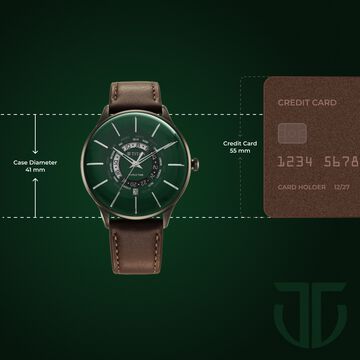 Titan Green Dial World Time with Date Leather Strap watch for Men