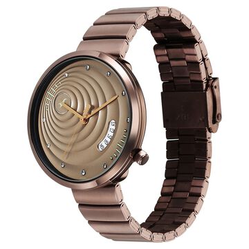 Fastrack Groove Quartz Analog with Date Beige Dial Girls Stainless Steel Watch