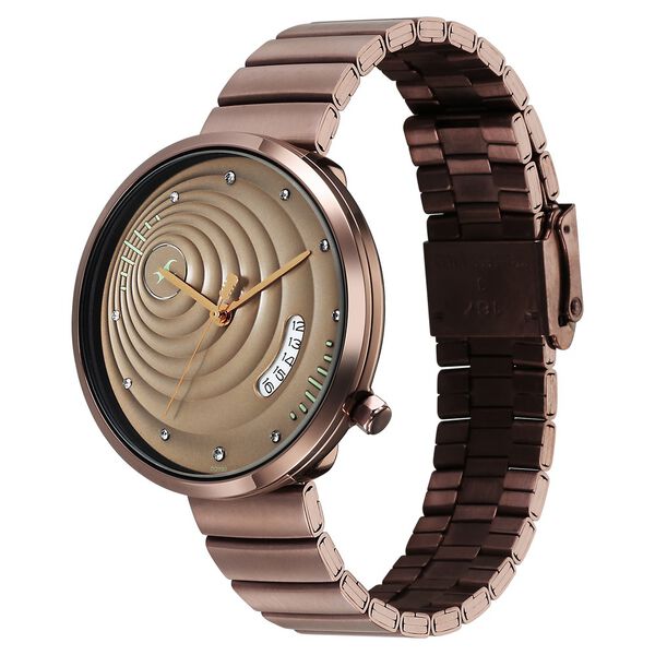 Fastrack Groove Quartz Analog with Date Beige Dial Girls Stainless Steel Watch - image number 4