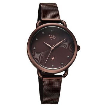 Vyb Classiqu� By Fastrack Quartz Analog Brown Dial Brown Stainless Steel Strap Watch For Girls
