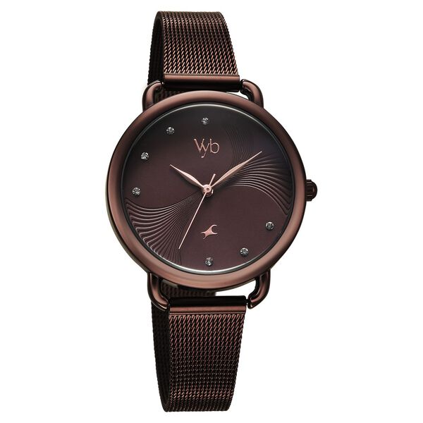 Vyb Classiqu� By Fastrack Quartz Analog Brown Dial Brown Stainless Steel Strap Watch For Girls - image number 2