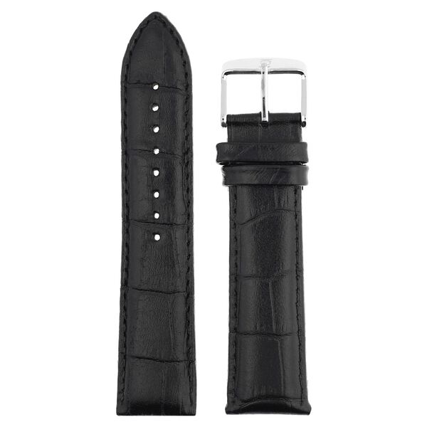22 mm Black Genuine Leather Straps for Men - image number 0