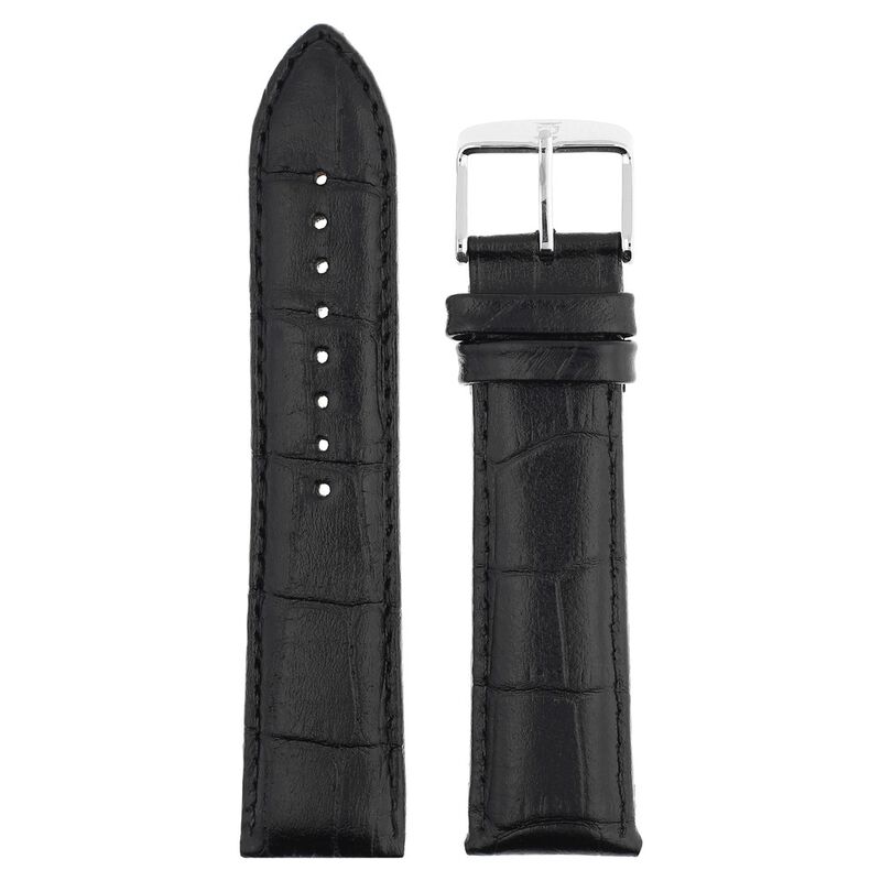 22 mm Black Genuine Leather Straps for Men