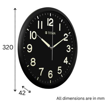 Titan Classic Wall Clock Quartz Analog Black Dial Silent Sweep - 32 CM x 32 CM (Medium)