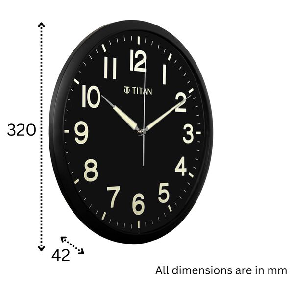 Titan Classic Wall Clock Quartz Analog Black Dial Silent Sweep - 32 CM x 32 CM (Medium) - image number 3