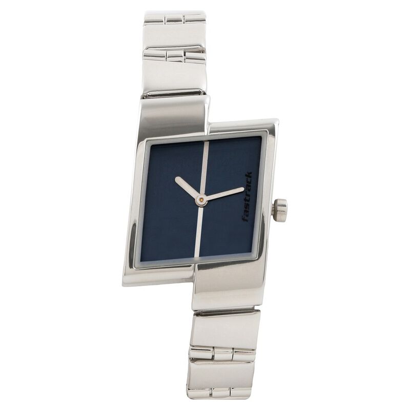 Fastrack Quartz Analog Blue Dial Stainless Steel Strap Watch for Girls