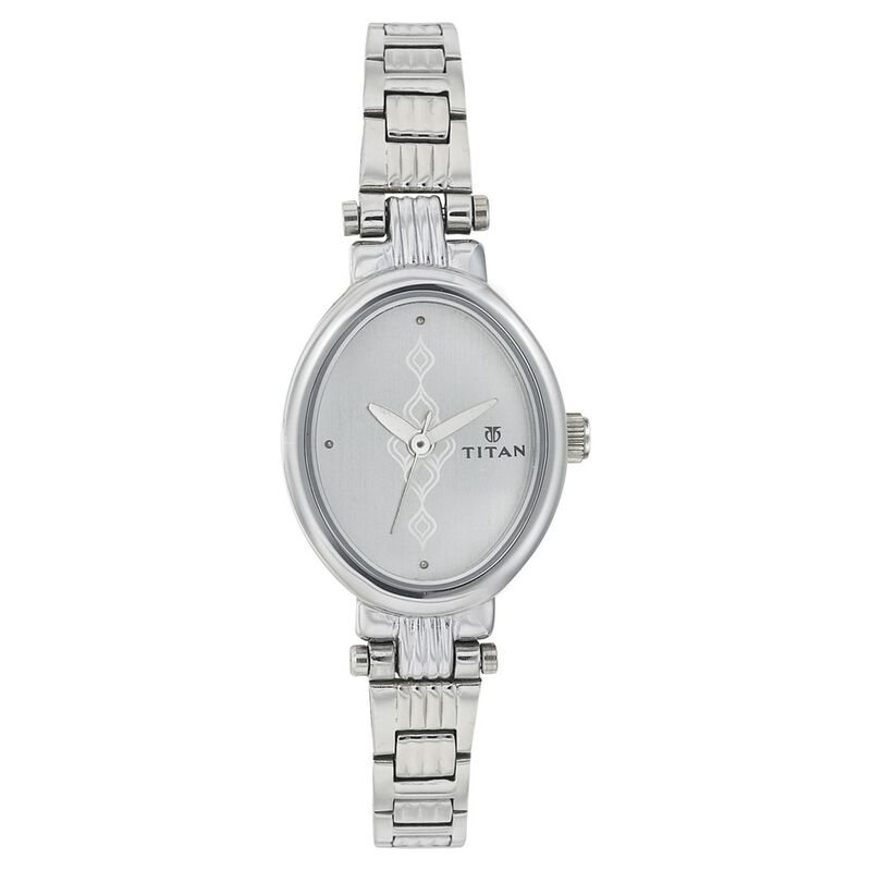 Titan Quartz Analog Silver Dial Stainless Steel Strap Watch for Women