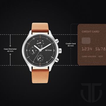 Titan Neo Black Dial Quartz Multifunction Leather Strap watch for Men