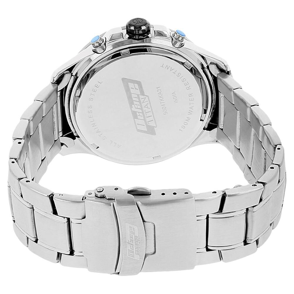 Buy Online Titan Quartz Chronograph White Dial Stainless Steel Strap Watch for Men nm90047km01 Titan