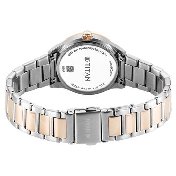 Titan Glamour Quartz Analog with Date Silver Dial Two Toned Stainless Steel Strap Watch For Women