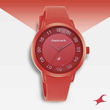 Pop Colours Red Dial Silicone Strap Watch for Girls