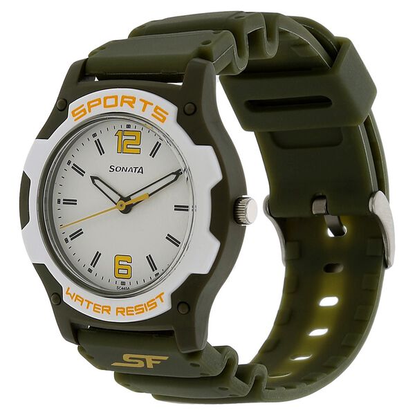 SF Quartz Analog White Dial Plastic Strap Watch for Men - image number 1