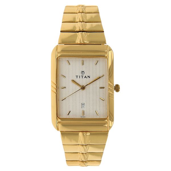 Titan Quartz Analog with Date Champagne Dial Metal Strap Watch for Men - image number 0