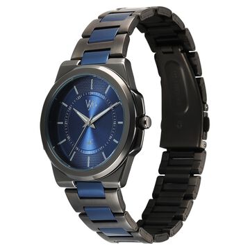 Vyb Nimbus By Fastrack Quartz Analog Blue Dial Two Toned Stainless Steel Strap Watch For Guys