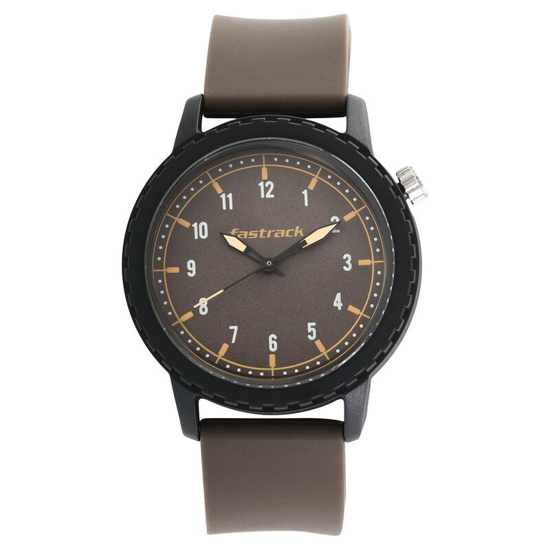 Fastrack Tees Quartz Analog Brown Dial Plastic Strap Unisex Watch - image number 0