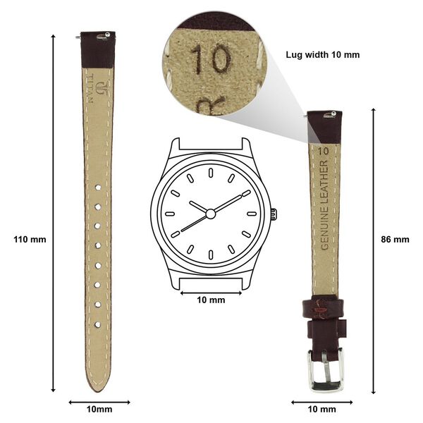 10 mm Brown Genuine Leather Strap for Women - image number 1