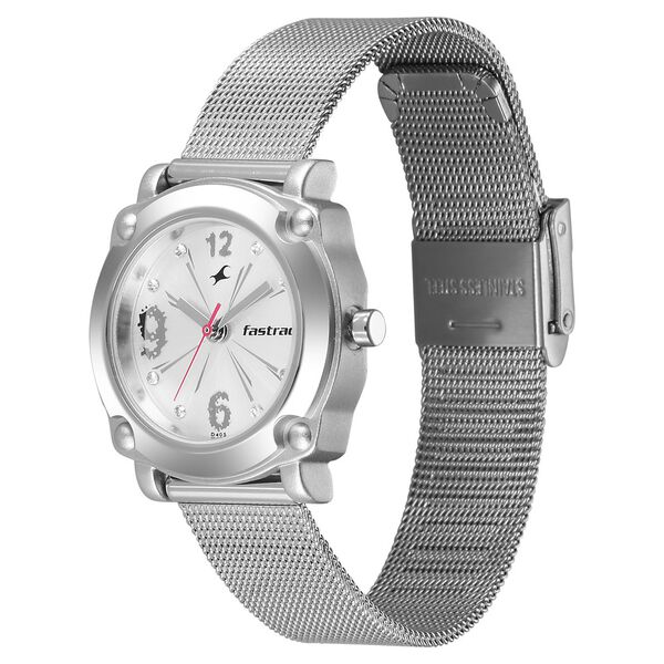 Fastrack Quartz Analog Silver Dial Stainless Steel Strap Watch for Girls - image number 2