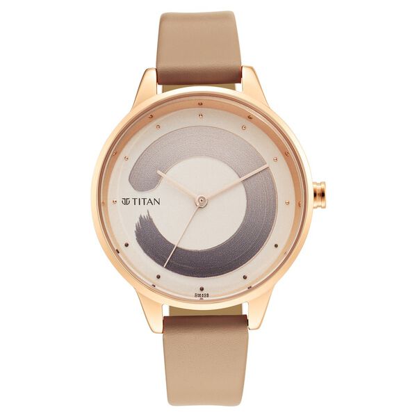 Titan Purple Glam It Up Rose Gold Dial Analog Leather Strap Watch for Women - image number 1