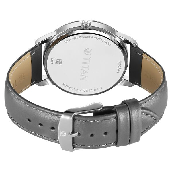 Titan Wrist Wit Quartz Analog with Date Grey Dial Leather Strap Watch for Men - image number 4
