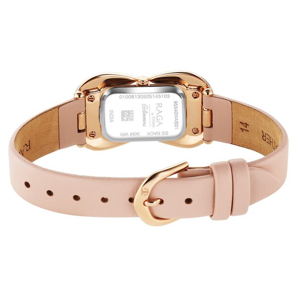 Titan Raga Glimmers Quartz Analog Pink Mother Of Pearl Dial Pink Leather Strap Watch For Women - image number 5