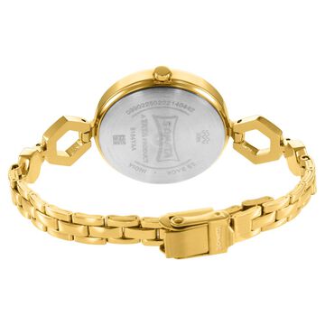 Sonata Utsav Purple Dial Yellow Bi Metal Strap Watch for Women