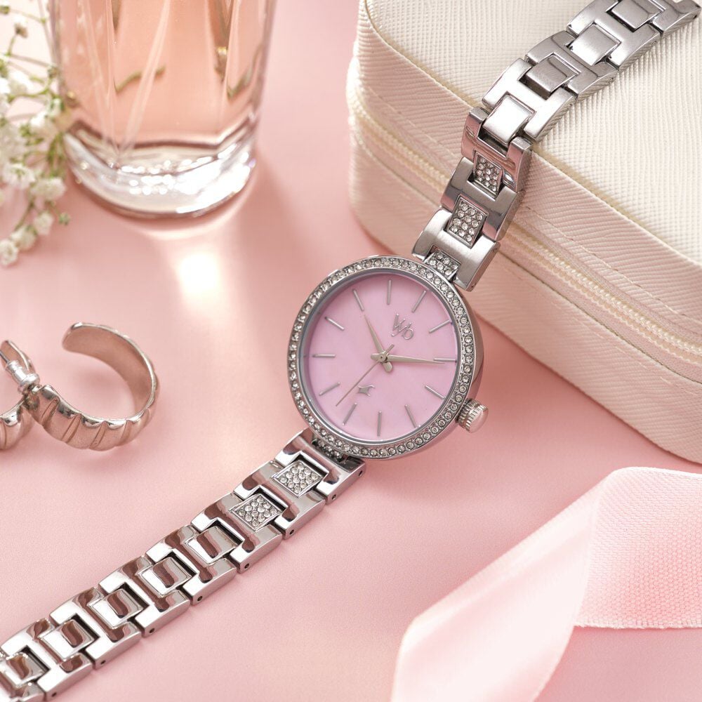 Fastrack Vyb Diva Quartz Analog Mother Of Pearl Dial Silver Metal Strap Watch For Girls-image-37